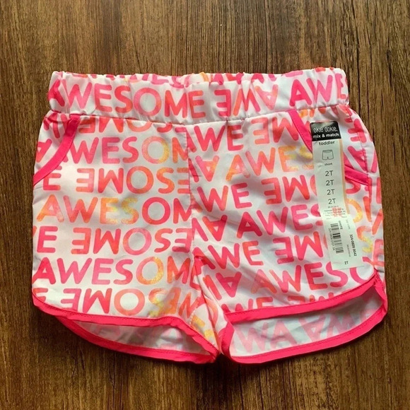 Girls Okie Dokie Athletic Track Shorts 2T Awesome Graphic - Picture 1 of 5